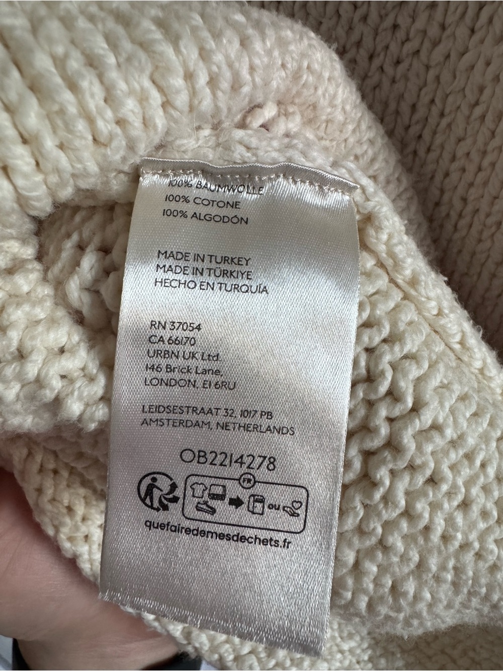 Pilcro Oversized Crewneck Sweater. Cream. Large. - Picture 4 of 5